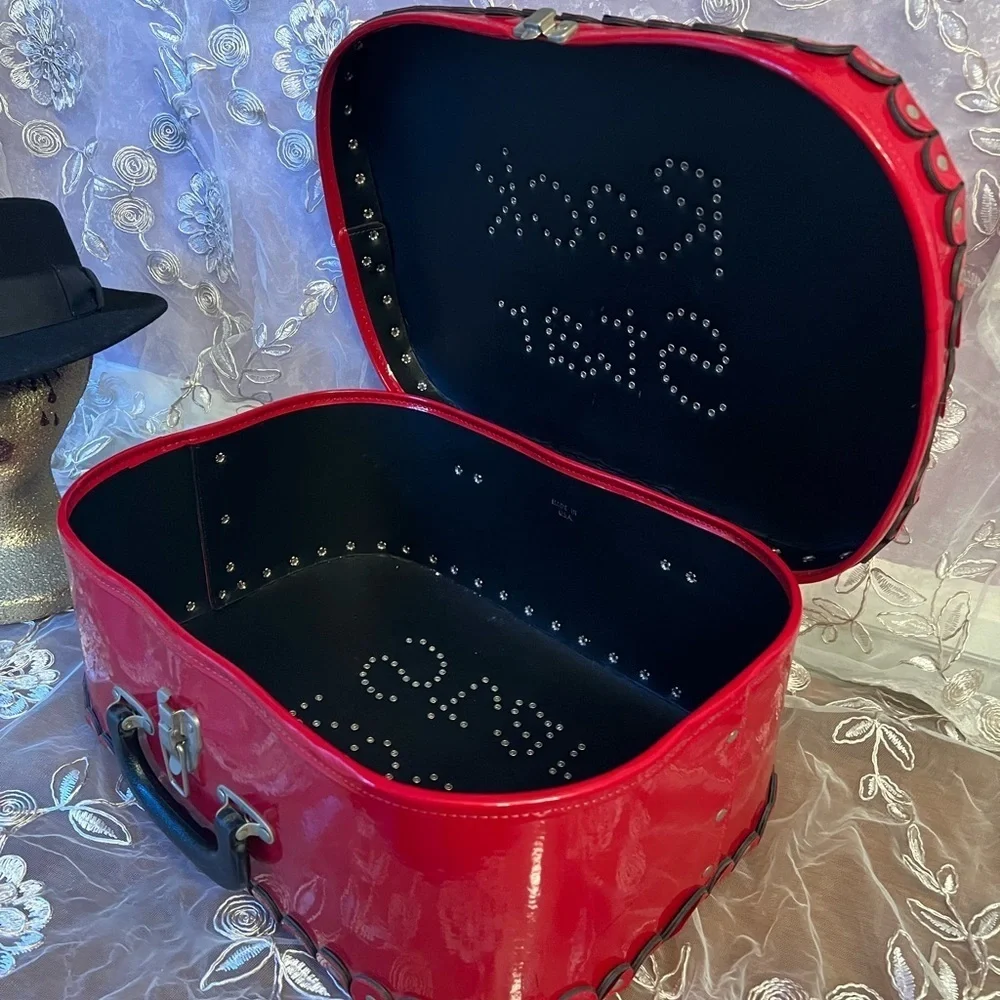 Red ‘Rock Star’ Studded Suitcase with Latch Lock